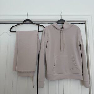 Beige Matching Sweat Set – Hoodie + Pant Lounge Set